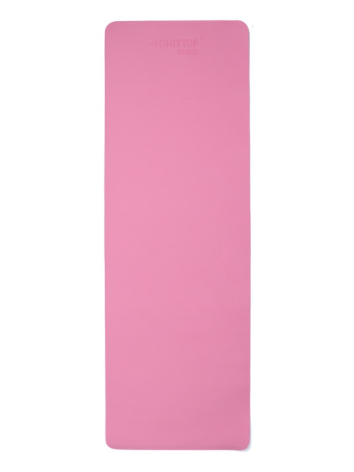 Коврик для фитнеса и йоги ONLYTOP, 183×61×0.6 см, серый, розовый