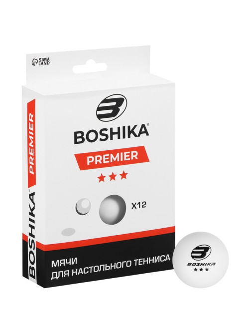 Мяч для настольного тенниса Premier 3***, набор 12 шт., ABS, белый