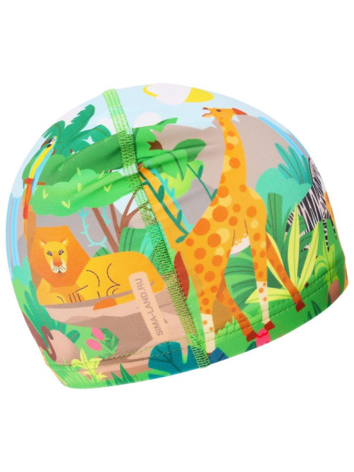 Шапочка для плавания детская ONLYTOP «Сафари», тканевая, обхват 46-52 см
