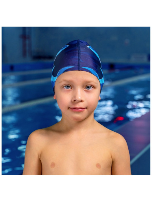 Шапочка для плавания детская ONLYTOP Swim «Акула», тканевая, обхват 46-52 см, МИКС
