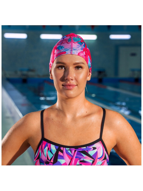 Шапочка для плавания взрослая ONLYTOP Swim «Фламинго», тканевая, обхват 54-60 см