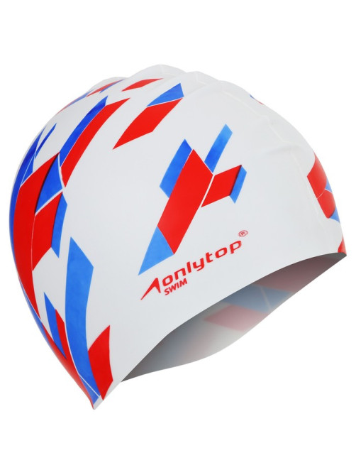 Шапочка для плавания взрослая ONLYTOP «Триколор», силиконовая, обхват 54-60 см