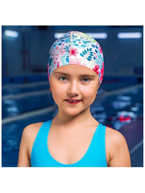 Шапочка для плавания детская ONLYTOP Swim «Цветочный мир», тканевая, обхват 46-52 см