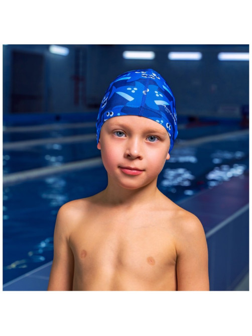 Шапочка для плавания детская ONLYTOP Swim «Акулы», тканевая, обхват 46-52 см