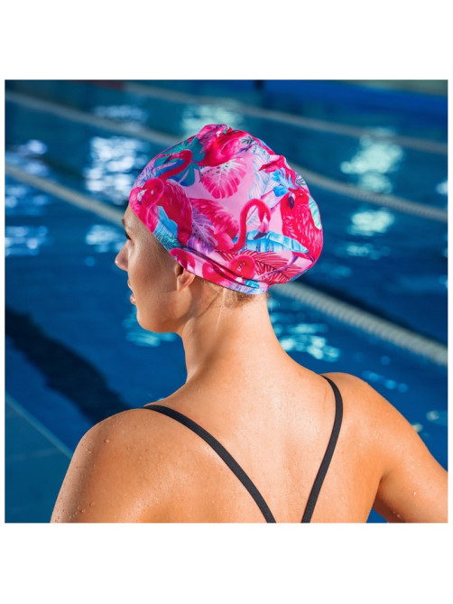 Шапочка для плавания взрослая ONLYTOP Swim «Фламинго», тканевая, обхват 54-60 см