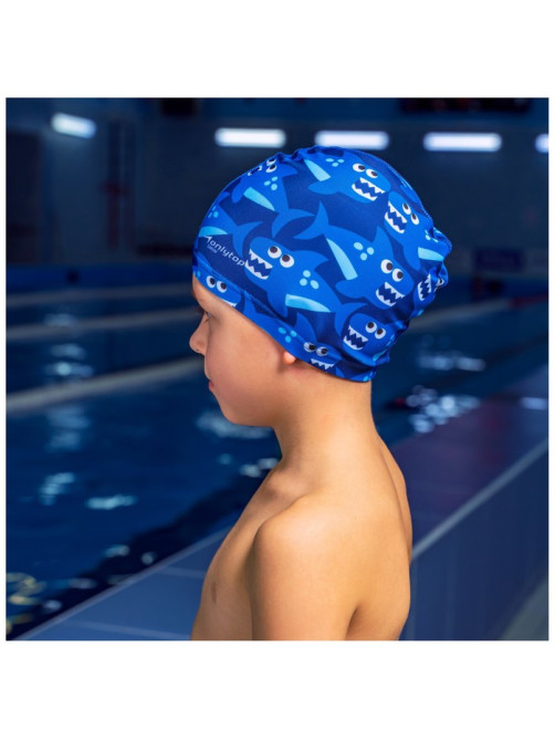 Шапочка для плавания детская ONLYTOP Swim «Акулы», тканевая, обхват 46-52 см