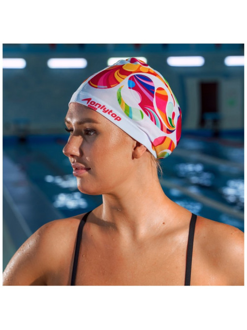 Шапочка для плавания взрослая ONLYTOP Swim Modern, тканевая, обхват 54-60 см