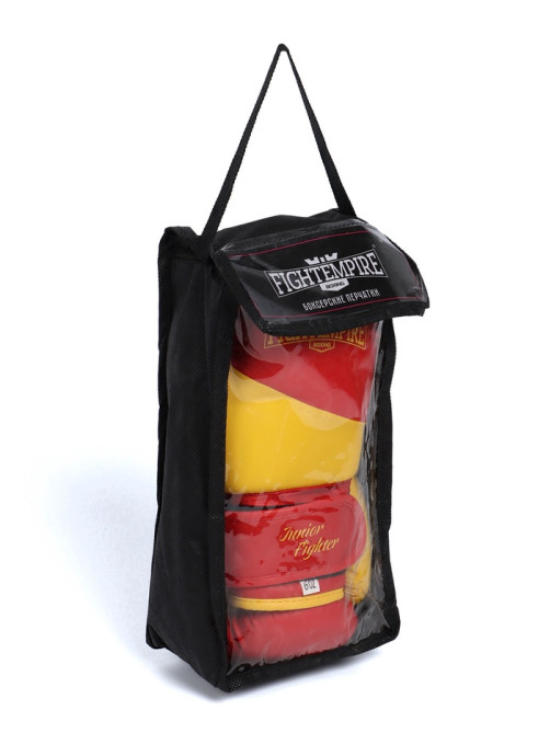 Перчатки боксёрские детские FIGHT EMPIRE, JUNIOR FIGHTER, красно-жёлтые, размер 6 oz