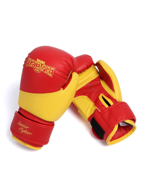 Перчатки боксёрские детские FIGHT EMPIRE, JUNIOR FIGHTER, красно-жёлтые, размер 6 oz