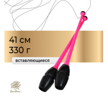 Булавы для художественной гимнастики вставляющиеся Grace Dance, 41 см, цвет чёрный/розовый