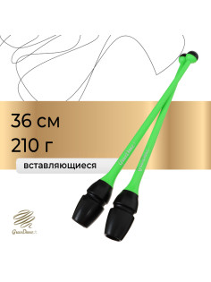 Булавы для художественной гимнастики вставляющиеся Grace Dance, 36 см, зелёные, чёрные