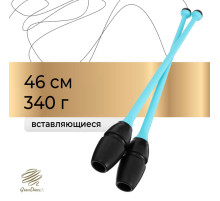 Булавы для художественной гимнастики вставляющиеся Grace Dance, 46 см, чёрно-голубые