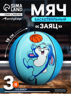 Баскетбольный мяч ONLYTOP «Заяц», клееный, 8 панелей, р. 3, резина, резиновая камера