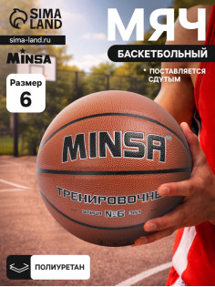 Баскетбольный мяч MINSA, тренировочный, клееный, 8 панелей, р. 6, PU, бутиловая камера
