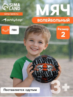 Волейбольный мяч ONLYTOP «Тигр», машинная сшивка, 18 панелей, р. 2, PVC