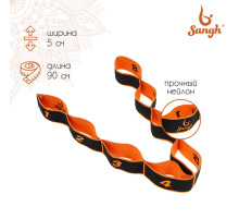 Эспандер-лента Sangh, эластичная, с захватами, 90×4 см, оранжевый