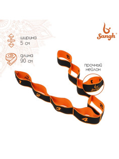 Эспандер-лента Sangh, эластичная, с захватами, 90×4 см, оранжевый