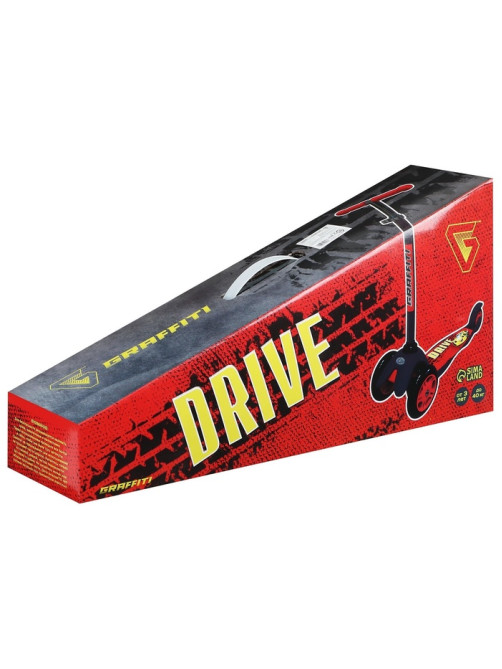 Самокат GRAFFITI Drive, колёса PU 110/75 мм, ABEC 7, красный