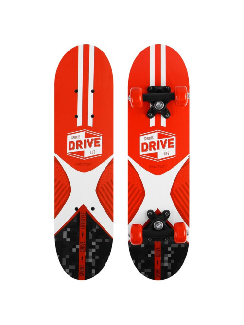 Скейтборд подростковый ONLITOP SPORTS DRIVE LIFE, 62×16 см, колёса PVC 50 мм, пластиковая рама, красный