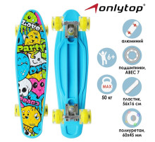 Пенниборд ONLYTOP «Рожицы», 56×16 см, колёса световые PU 60×45 мм, ABEC 7, алюминиевая подвеска