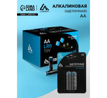 Батарейка алкалиновая (щелочная) Luazon, АА, LR6, блистер, 2 штуки