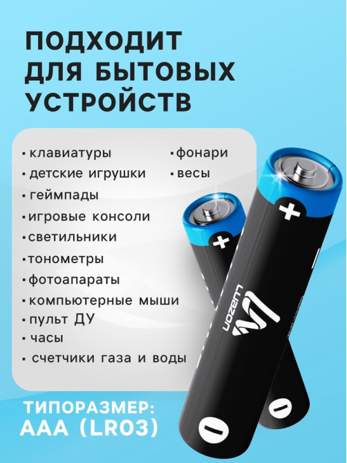 Набор батареек алкалиновых (щелочных) Luazon, AAA, LR03, 40 штук