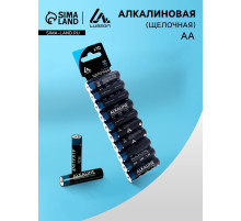 Батарейка алкалиновая (щелочная) Luazon, AA, LR6, блистер, 10 штук