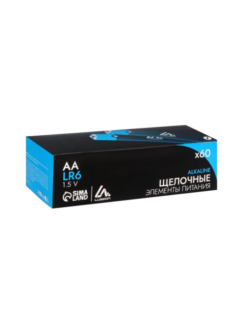 Батарейка алкалиновая (щелочная) Luazon, AA, LR6, спайка, 4 штуки