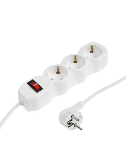 Удлинитель Luazon Lighting ECO, 3 розетки, 4.5 м, 16 А, 3500 Вт, ПВС 3×1 мм2, с заземлением, с выключателем
