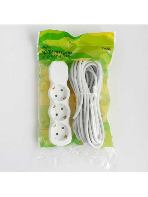 Удлинитель Luazon Lighting ECO, 3 розетки, 10 м, 16 А, 3500 Вт, ПВС 3×1 мм2, с заземлением