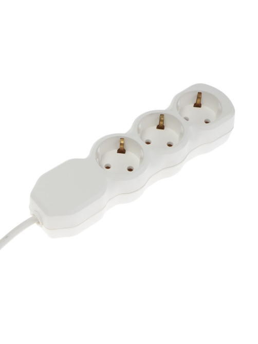 Удлинитель Luazon Lighting ECO, 3 розетки, 8 м, 10 А, 2200 Вт, ПВС 3×0.75 мм2, с заземлением, белый