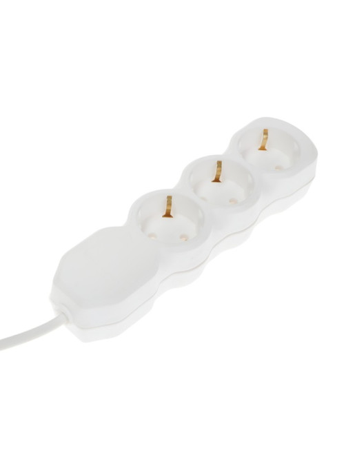 Удлинитель Luazon Lighting ECO, 3 розетки, 2.7 м, 10 А, 2200 Вт, ПВС 3×0.75 мм2, с заземлением, белый
