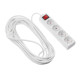 Удлинитель Luazon Lighting, 4 розетки, 10 м, 10 А, 2200 Вт, 3×0.75 мм2, с заземлением, с выключателем, белый