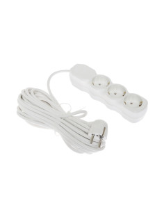 Удлинитель Luazon Lighting ECO 3 розетки, 10 м, 10 А, 2200 Вт, ПВС 3×0.75 мм2, с заземлением, белый