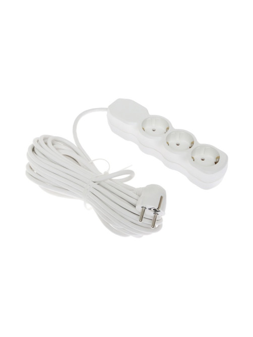 Удлинитель Luazon Lighting ECO 3 розетки, 10 м, 10 А, 2200 Вт, ПВС 3×0.75 мм2, с заземлением, белый