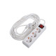 Удлинитель Luazon Lighting, 3 розетки, 7 м, 10 А, 2200 Вт, 3×0.75 мм2, с заземлением, с выключателем, белый
