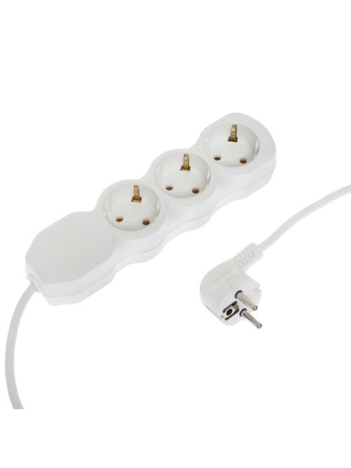 Удлинитель Luazon Lighting ECO 3 розетки, 10 м, 10 А, 2200 Вт, ПВС 3×0.75 мм2, с заземлением, белый