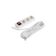 Удлинитель Luazon Lighting, 3 розетки, 5 м, 10 А, 3500 Вт, 3×1.5 мм2, с заземлением, с выключателем, белый