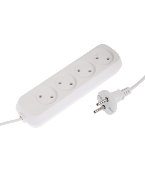 Удлинитель Luazon Lighting ECO, 4 розетки, 10 м, 10 А, 2200 Вт, ПВС 2×0.75 мм2, без заземления, белый