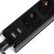 Розетка выдвижная Luazon, 16 А, четырёхместная, в стол, 2xUSB, 2.1 A, чёрная