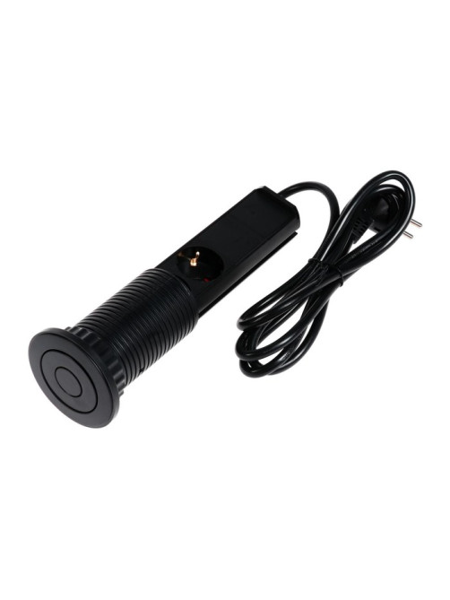 Розетка выдвижная Luazon Lighting, 16 А, трёхместная, в стол, провод 1.8 м, чёрная