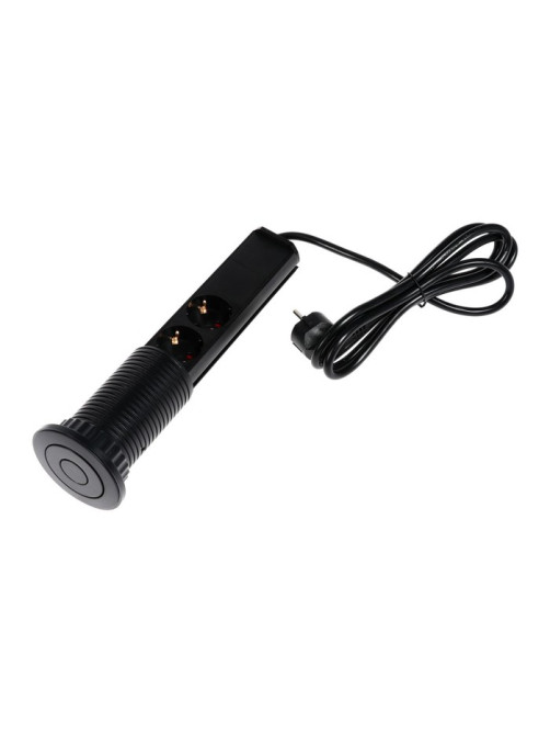 Розетка выдвижная Luazon, 16 А, трёхместная, в стол, 2xUSB, 2.1 A, чёрная