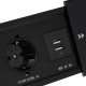 Блок розеточный в стол, сдвижная крышка, 10 А, 2 розетки, 2xUSB, 2A, провод 1.8 м, чёрный