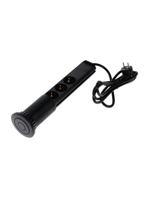 Розетка выдвижная Luazon, 16 А, четырёхместная, в стол, 2xUSB, 2.1 A, чёрная