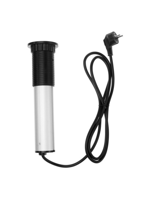 Розетка выдвижная Luazon, 16 А, трёхместная, в стол, 2xUSB, 2.1 A, серебряная
