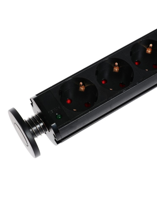 Розетка выдвижная Luazon Lighting, 16 А, трёхместная, в стол, провод 1.8 м, чёрная