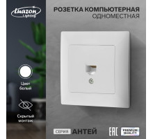 Розетка компьютерная Luazon Lighting «Антей», скрытая, IP20, одноместная, белая