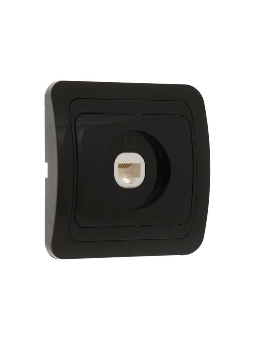 Розетка компьютерная Luazon Lighting «Орион», скрытая, IP20, одноместная, чёрная