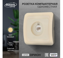 Розетка компьютерная Luazon Lighting «Орион», скрытая, IP20, одноместная, бежевая
