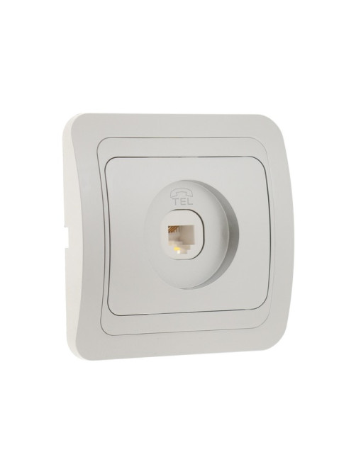 Розетка телефонная Luazon Lighting «Орион», скрытая, IP20, одноместная, серебристая